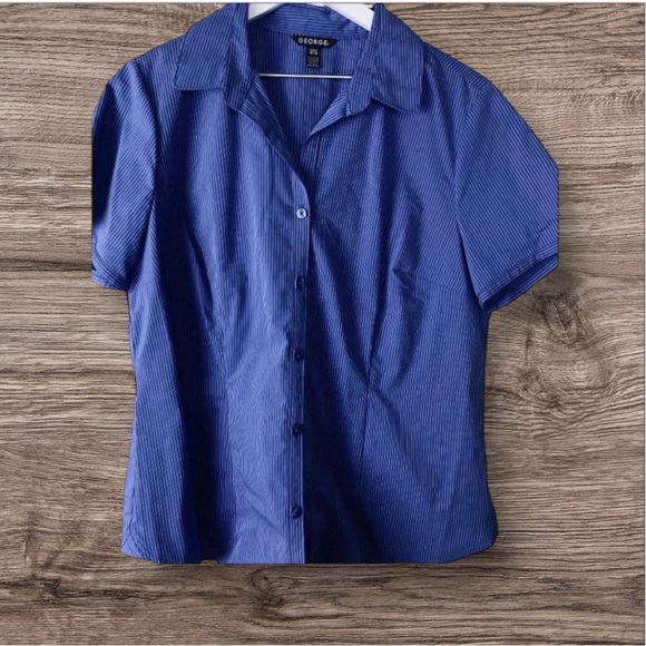 GEORGE EUC WOMENS BLUE STRIPE TOP BLOUSE SHIRT SIZE XL 16 18 - Picture 1 of 6